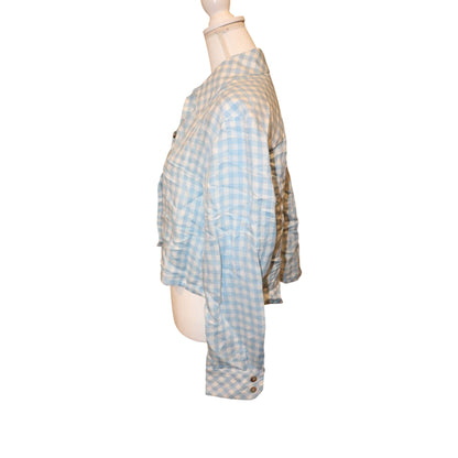 Sleeper Safari Gingham Cropped Shirt, Size S NWT