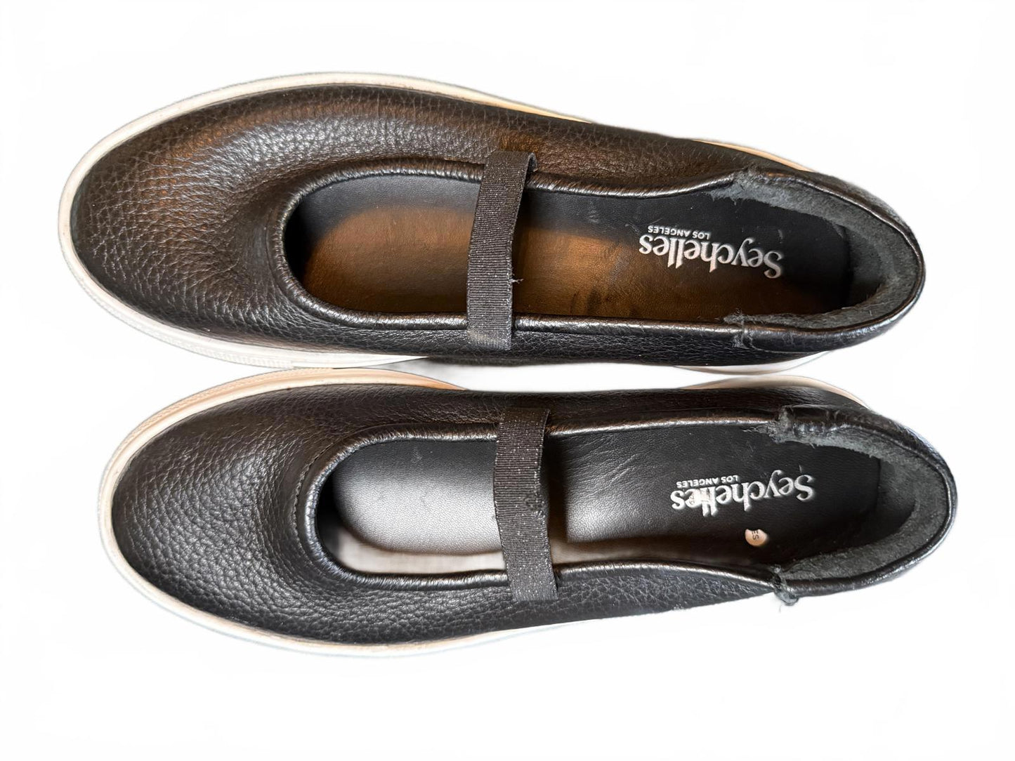 Seychelles Black Leather Casual Mary Jane Sneakers, size 6.5