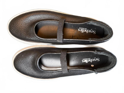 Seychelles Black Leather Casual Mary Jane Sneakers, size 6.5