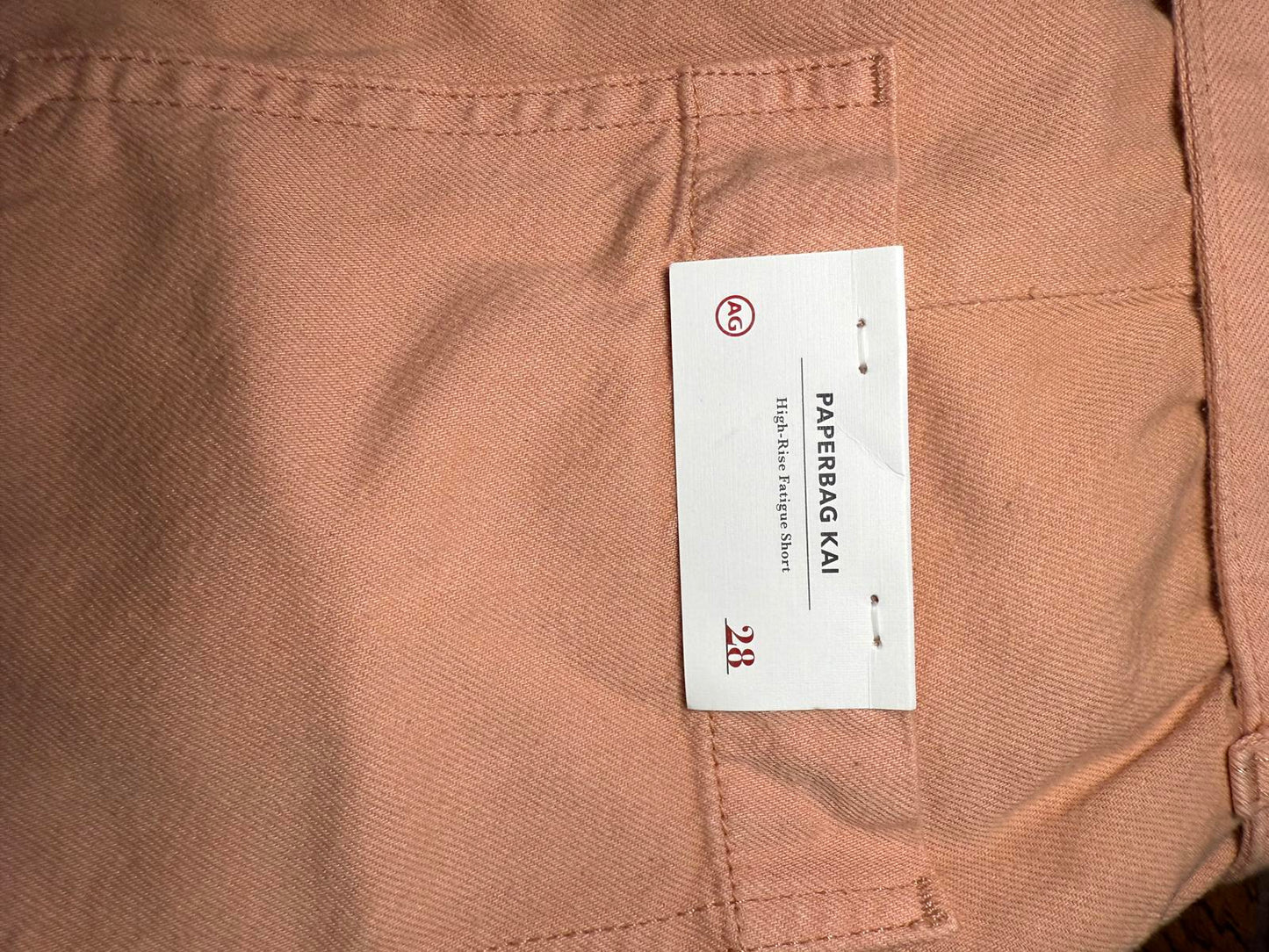New AG Jeans Kai High Waist Shorts in Peach, 28
