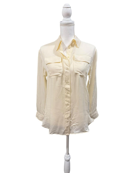 New Lauren Ralph Lauren 100% Silk Blouse in Winter Cream, Size XS