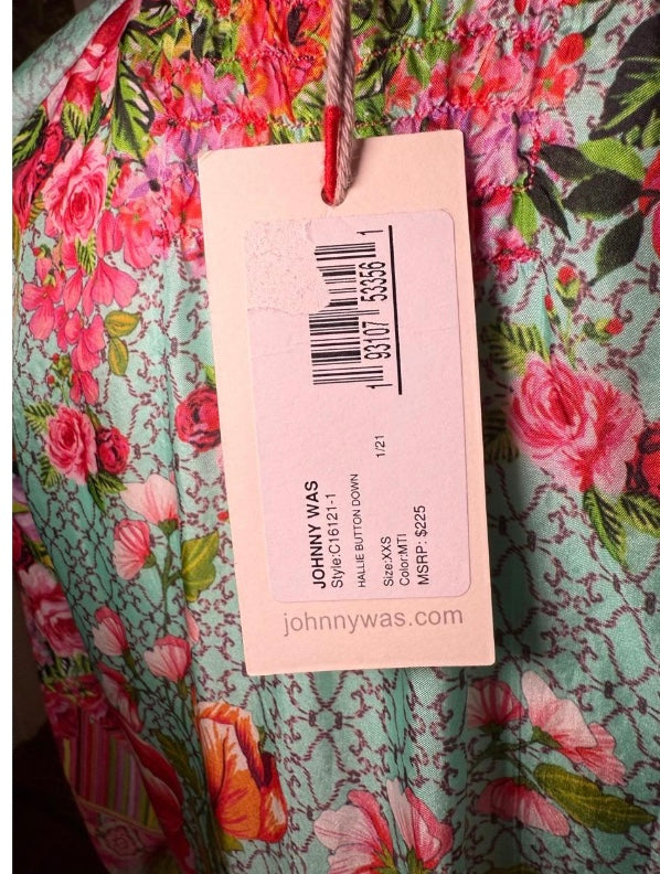 New Johnny Was Patchwork Silk Blouse , Women’s XXS (fits like small)