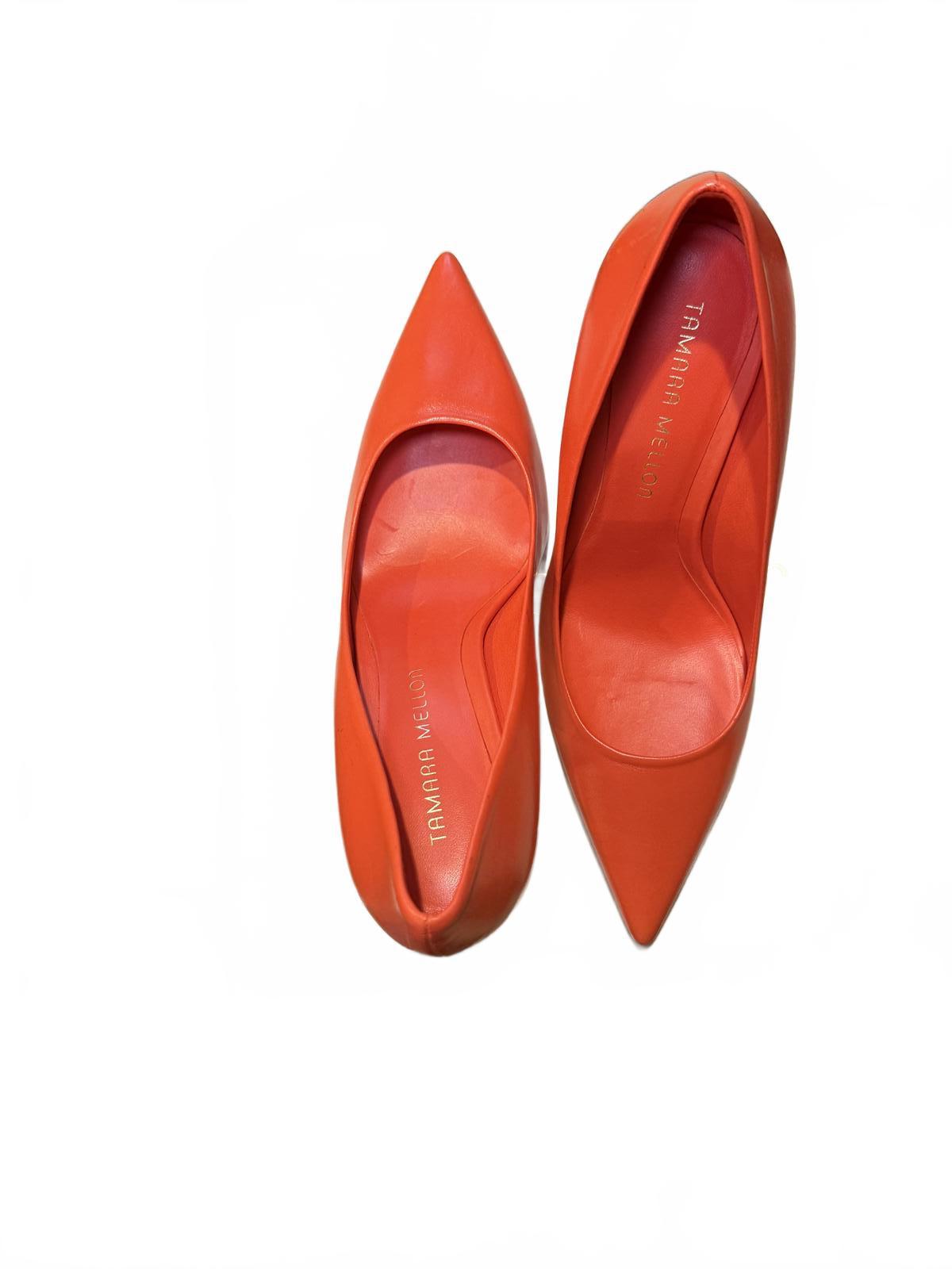 Tamara Mellon New Cinnamon Leather Pointed Toe Pumps, size 37/US 7