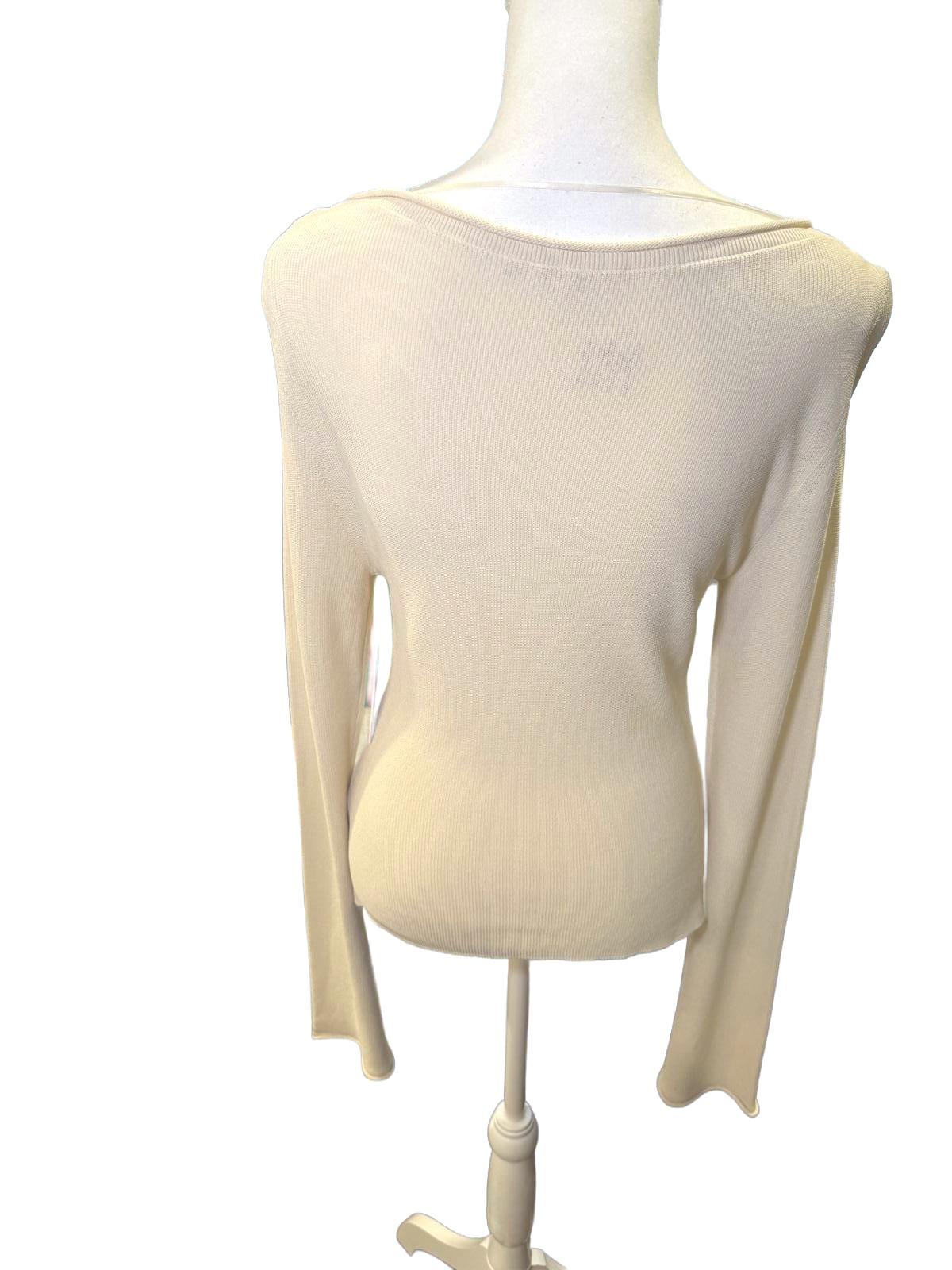 Good American Long Sleeve Knit Top in Cream, Large (NWT)
