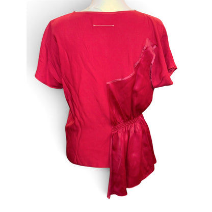 MM6 Maison Margiela Red Short-Sleeve Asymmetric Top, Size 40