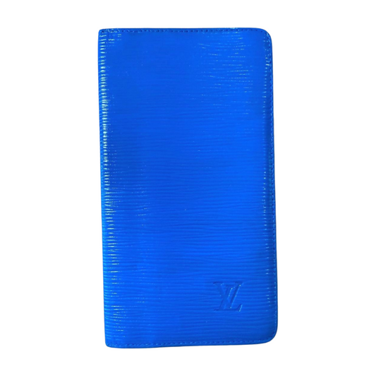 Louis Vuitton Epi Leather Checkbook Holder / Long Wallet, Cyan Blue