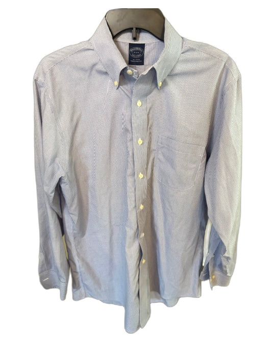 Brooks Brothers Non-Iron Checkered Blue Button Down Shirt, Size 16 32/33