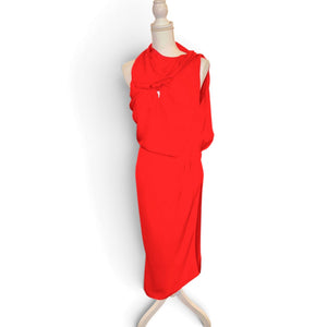 Tom Ford Red Draped Silk Cocktail Dress Made In Italy Size 46