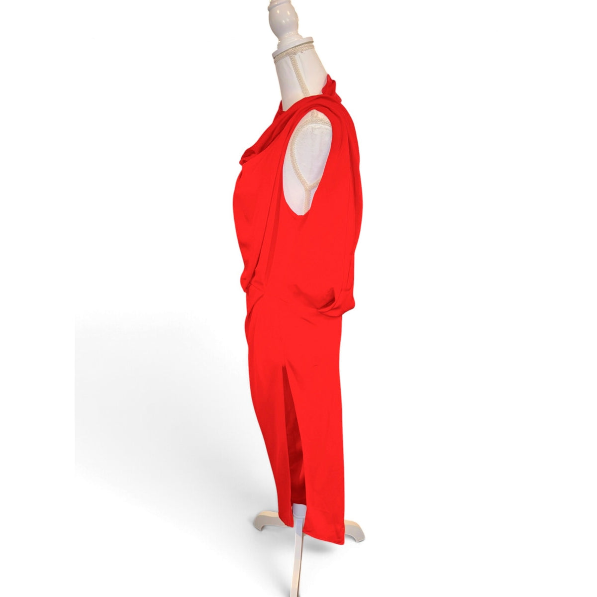 Tom Ford Red Draped Silk Cocktail Dress Made In Italy Size 46