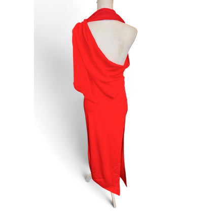 Tom Ford Red Draped Silk Cocktail Dress Made In Italy Size 46