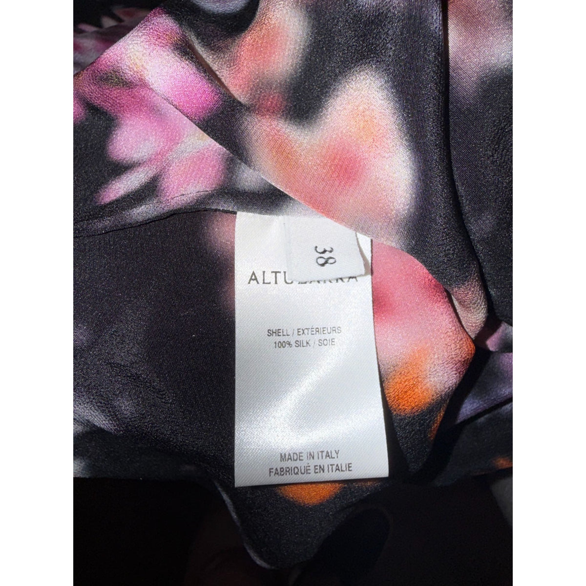 Altuzarra Womens Black Floral Silk Button-Up Blouse Size 38 Made In Italy