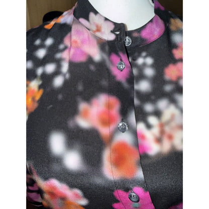 Altuzarra Womens Black Floral Silk Button-Up Blouse Size 38 Made In Italy