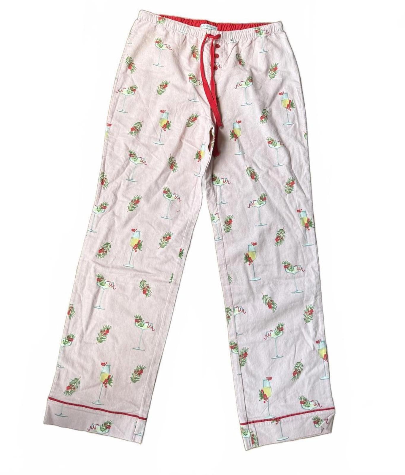 New PJ Salvage Women's Pajama Set - Red Long Sleeve Top & Pink Printed Pants, Size M