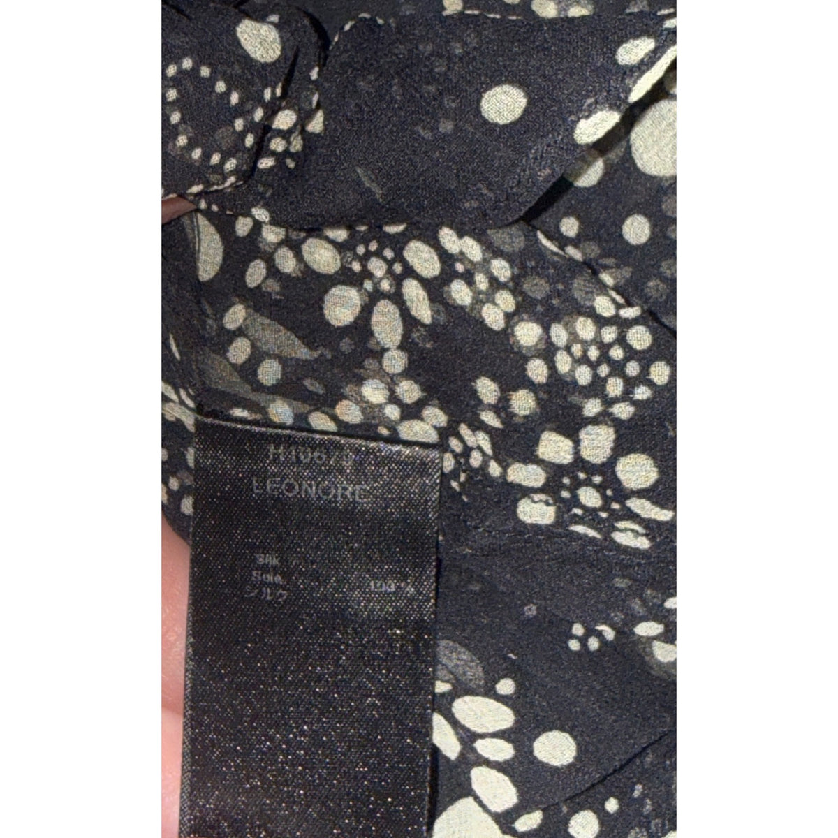 Anne Fontaine Black & White Silk Sheer Long Sleeve Blouse, Medium