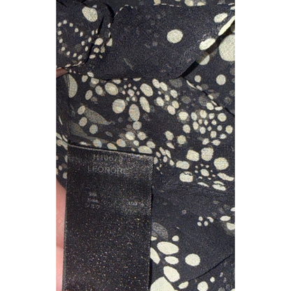 Anne Fontaine Black & White Silk Sheer Long Sleeve Blouse, Medium