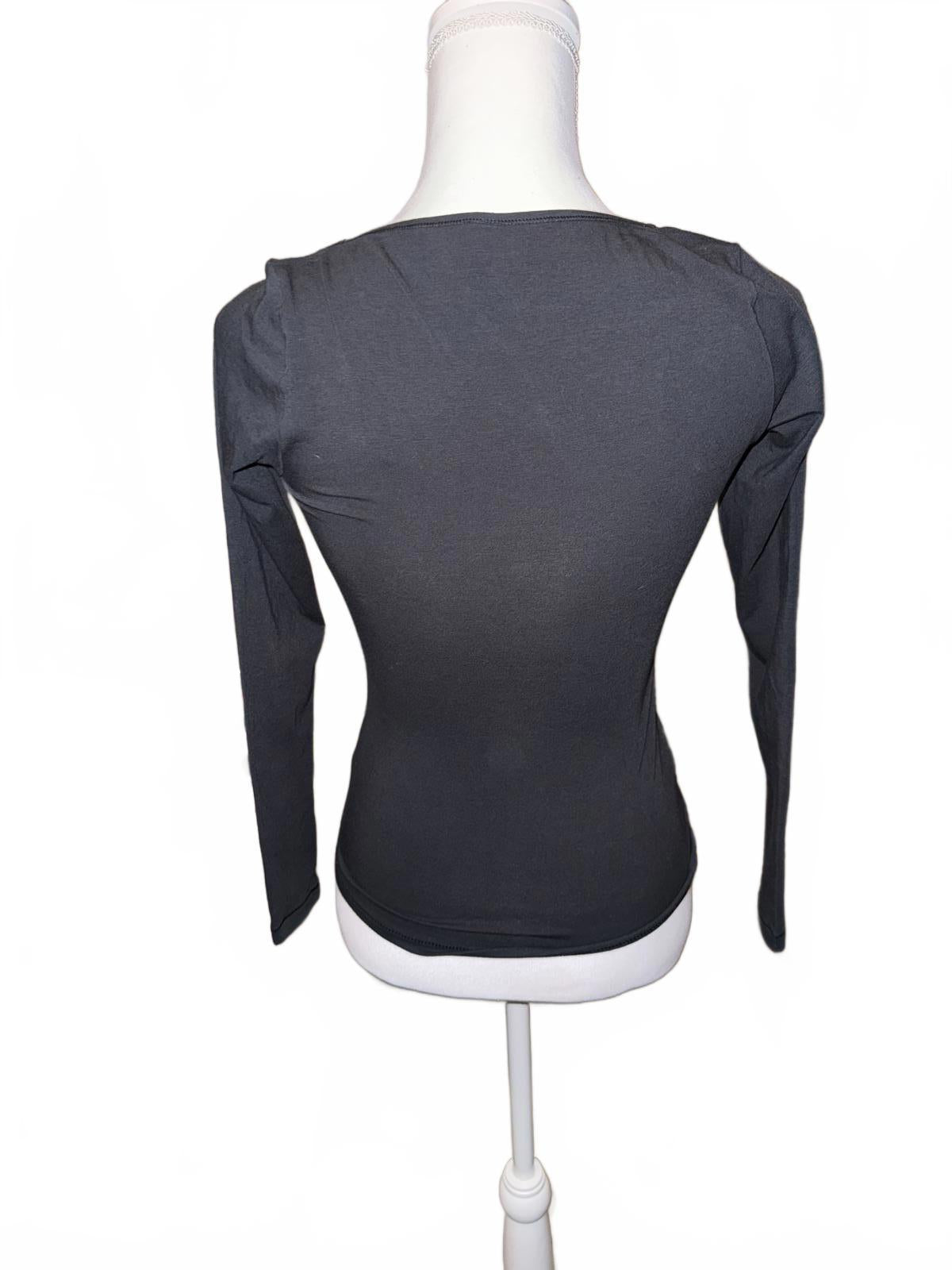 New SKIMS Black Long Sleeve Square Neck Top, Small