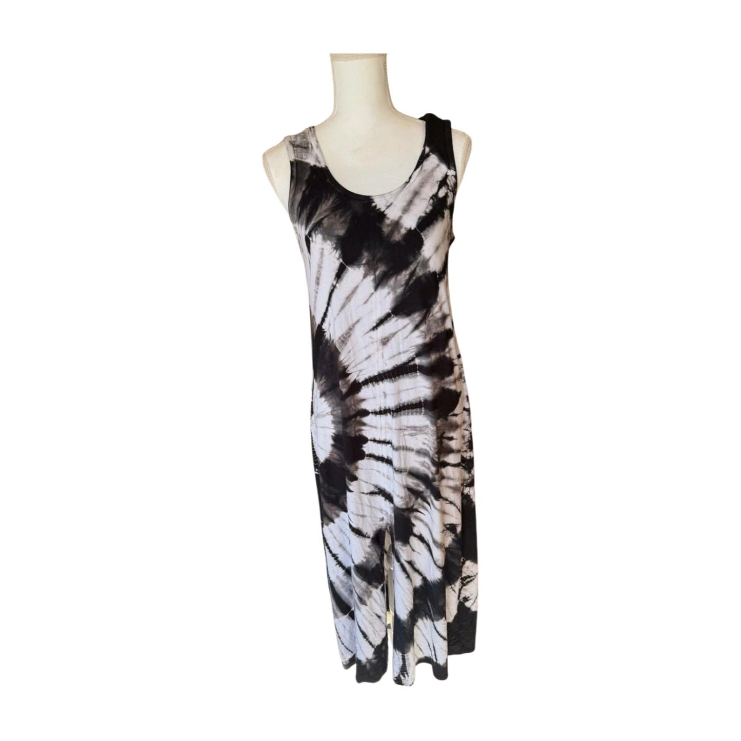 New Karen Kane Black and White Tie-Dye Sleeveless Maxi Dress, Size Large