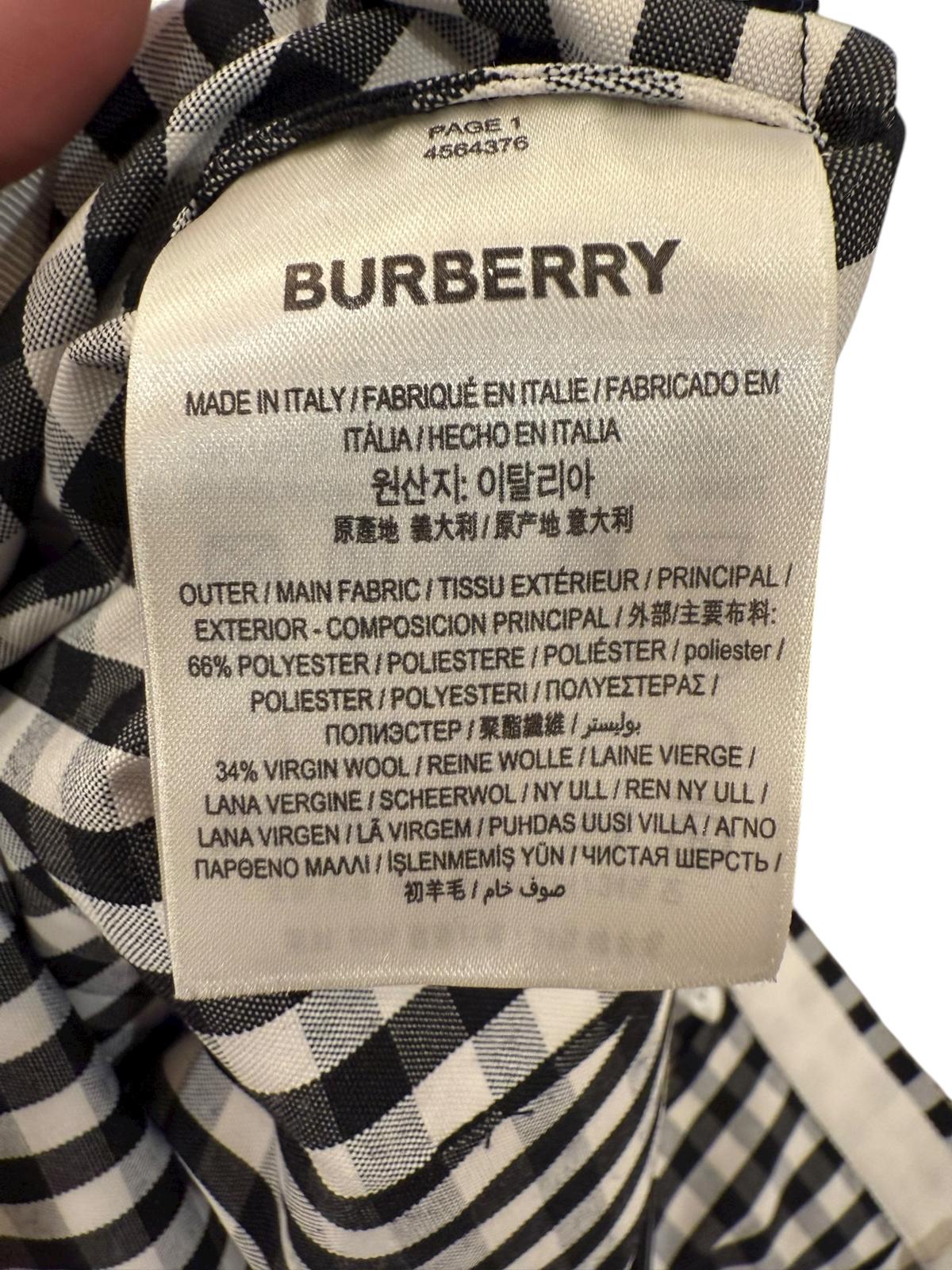 New Burberry Black and White Gingham Asymmetric Handkerchief Hem Skirt, size 4