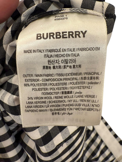 New Burberry Black and White Gingham Asymmetric Handkerchief Hem Skirt, size 4