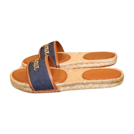 Cinq À Sept Josephine Denim Espadrille Slide Sandals, Size 40 New