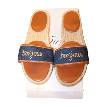 Cinq À Sept Josephine Denim Espadrille Slide Sandals, Size 40 New