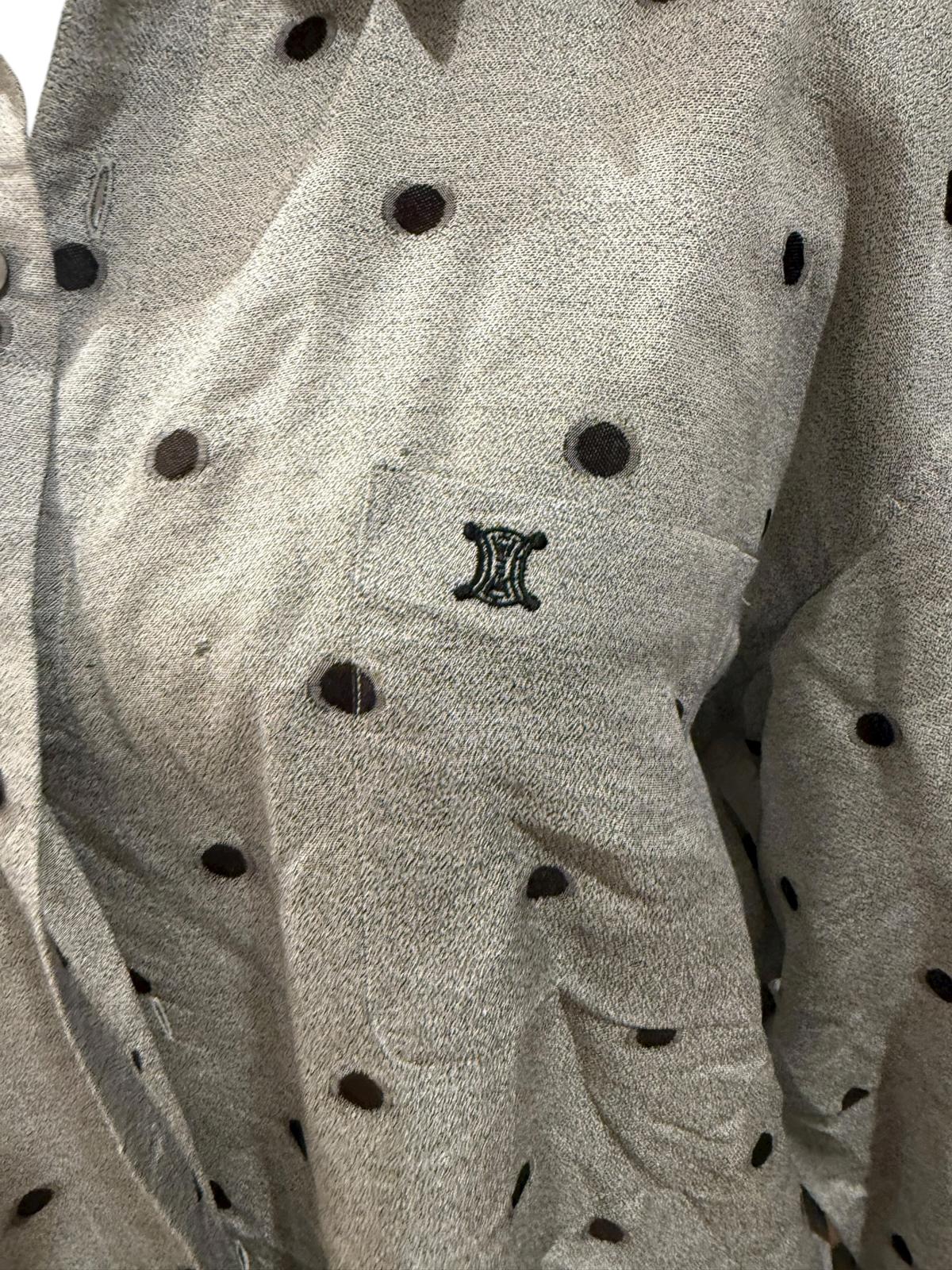 Celine Paris Polka Dot Button-Down Blouse, Size L