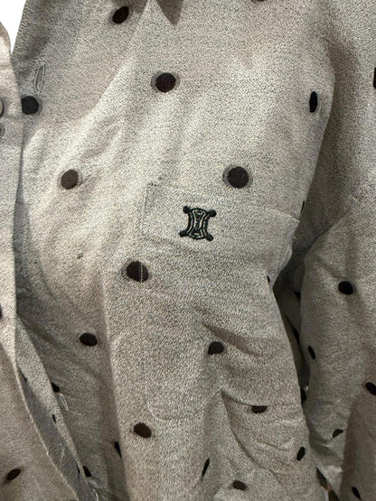 Celine Paris Polka Dot Button-Down Blouse, Size L