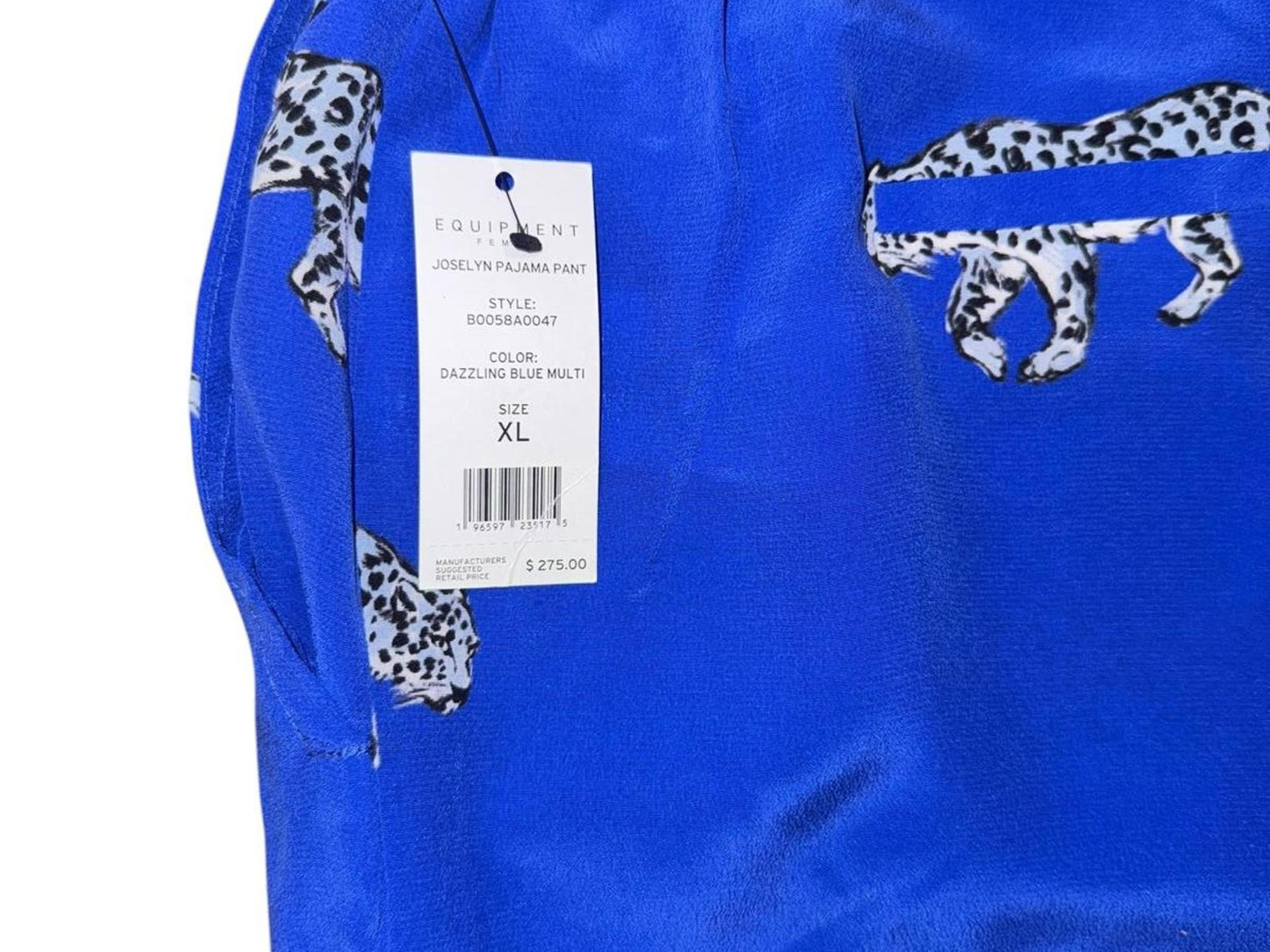 New Equipment Joselyn Pajama Pant Dazzling Blue Multi, size XL