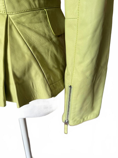 Georgio Armani Light Green Lamb Leather Jacket, IT 42