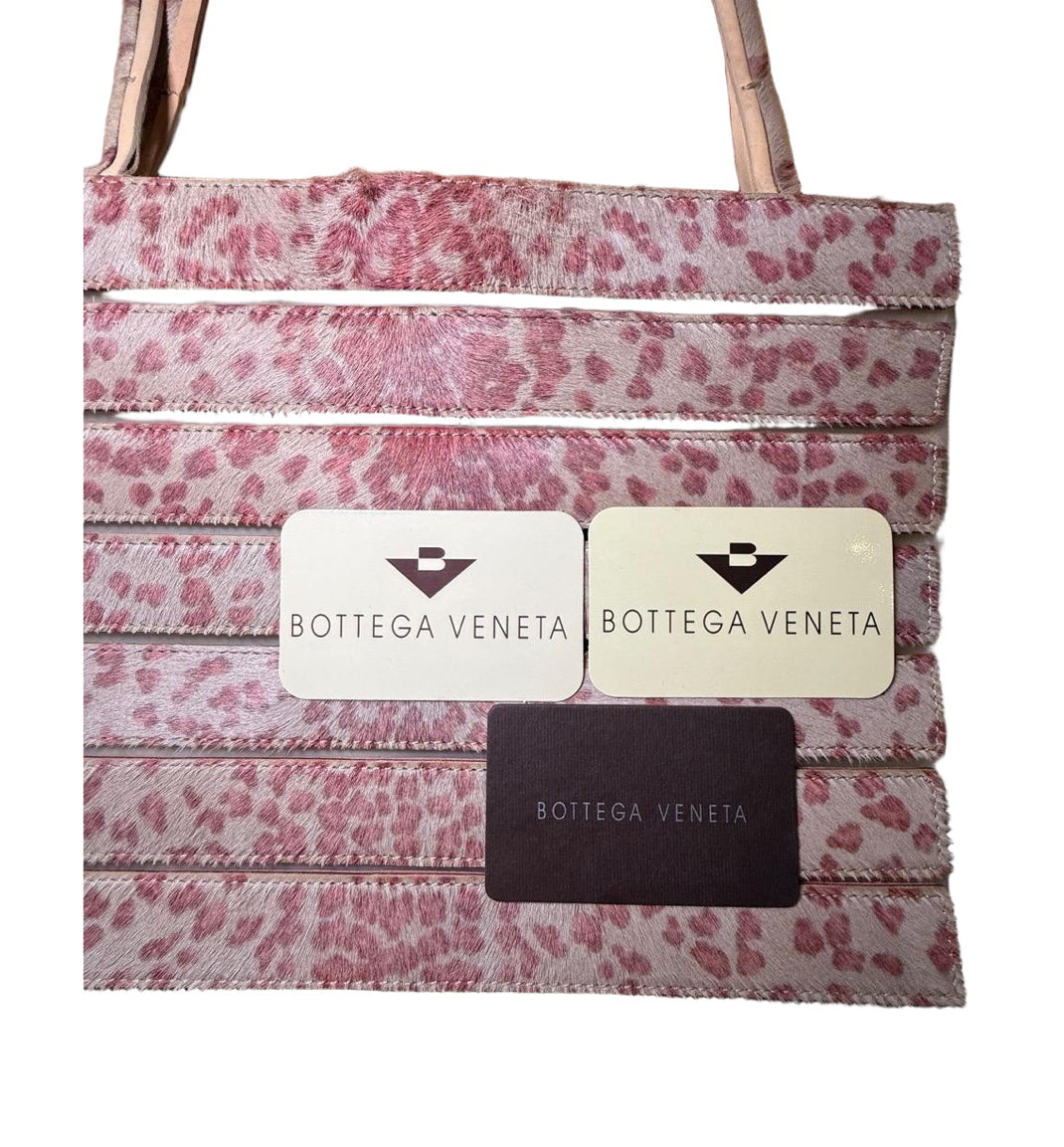 Bottega Veneta Tote Pink Cream Animal Print Pony Hair Rare