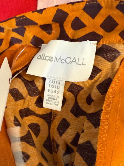 New Alice McCall Women's Casual Pants in Orange and Black Pattern, size 10