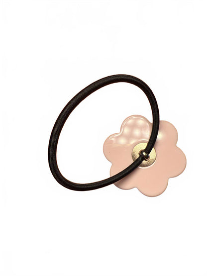 Chanel Flower Hair Tie with Black Lace and Pearls