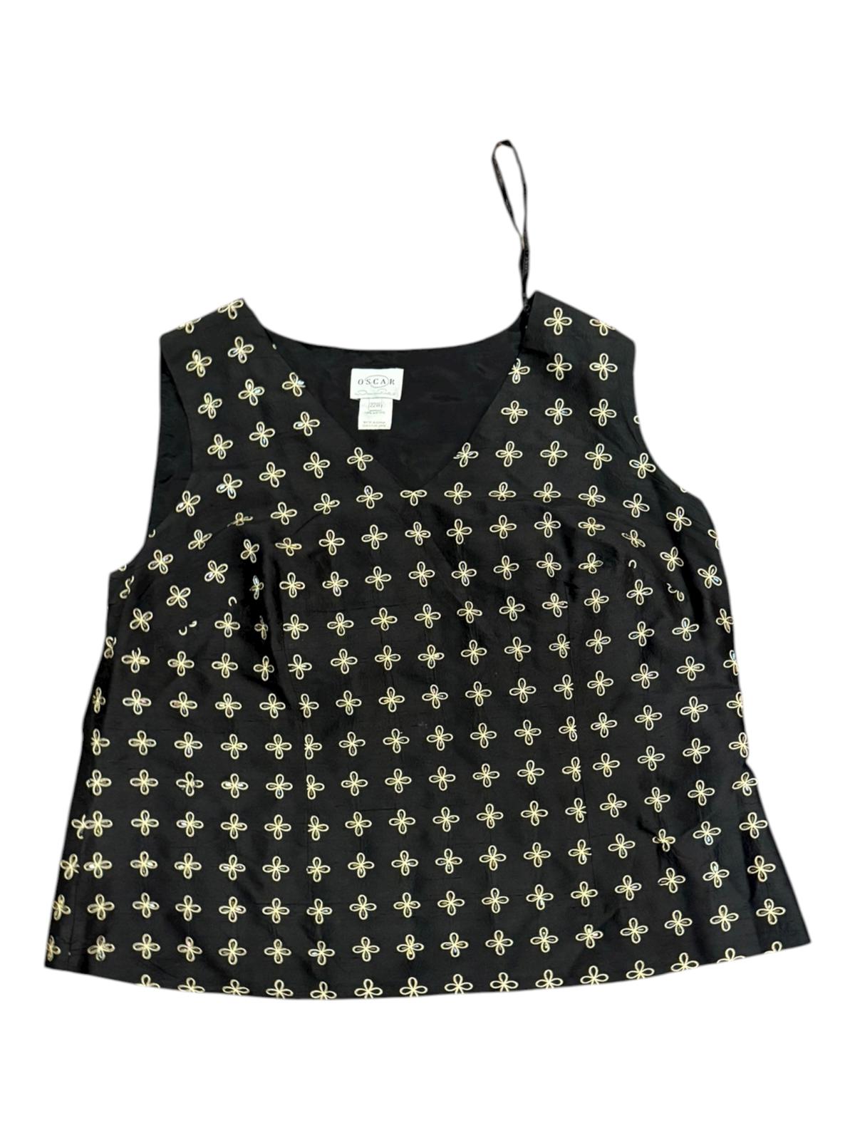 Oscar de la Renta Black Embroidered Sleeveless Tank Top Plus Size 22W
