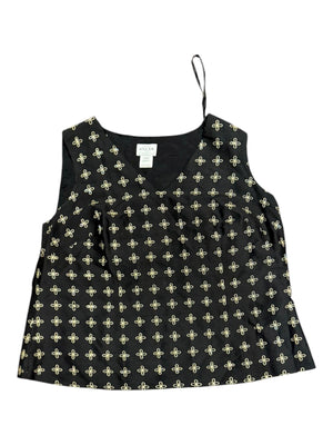 Oscar de la Renta Black Embroidered Sleeveless Tank Top Plus Size 22W