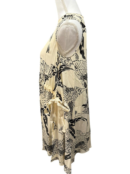 New RED Valentino Silk Bird Print Sleeveless Dress, Size 40 (US 4–6)
