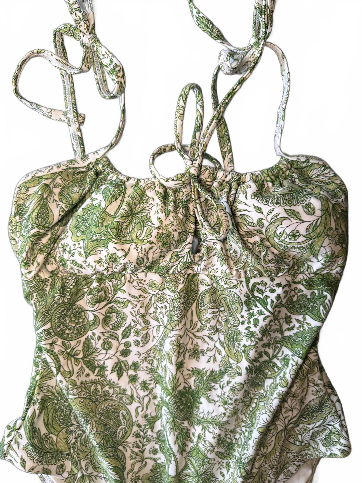 New Berlook Green and White Patterned One-Piece Swimsuit, XS