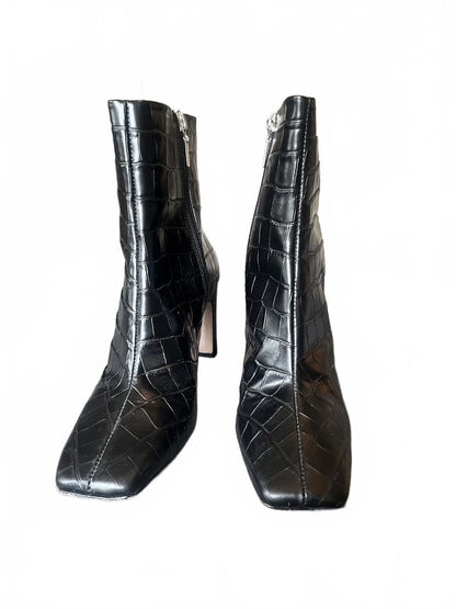 Schutz Black Croc-Embossed Women's Heeled Ankle Boots