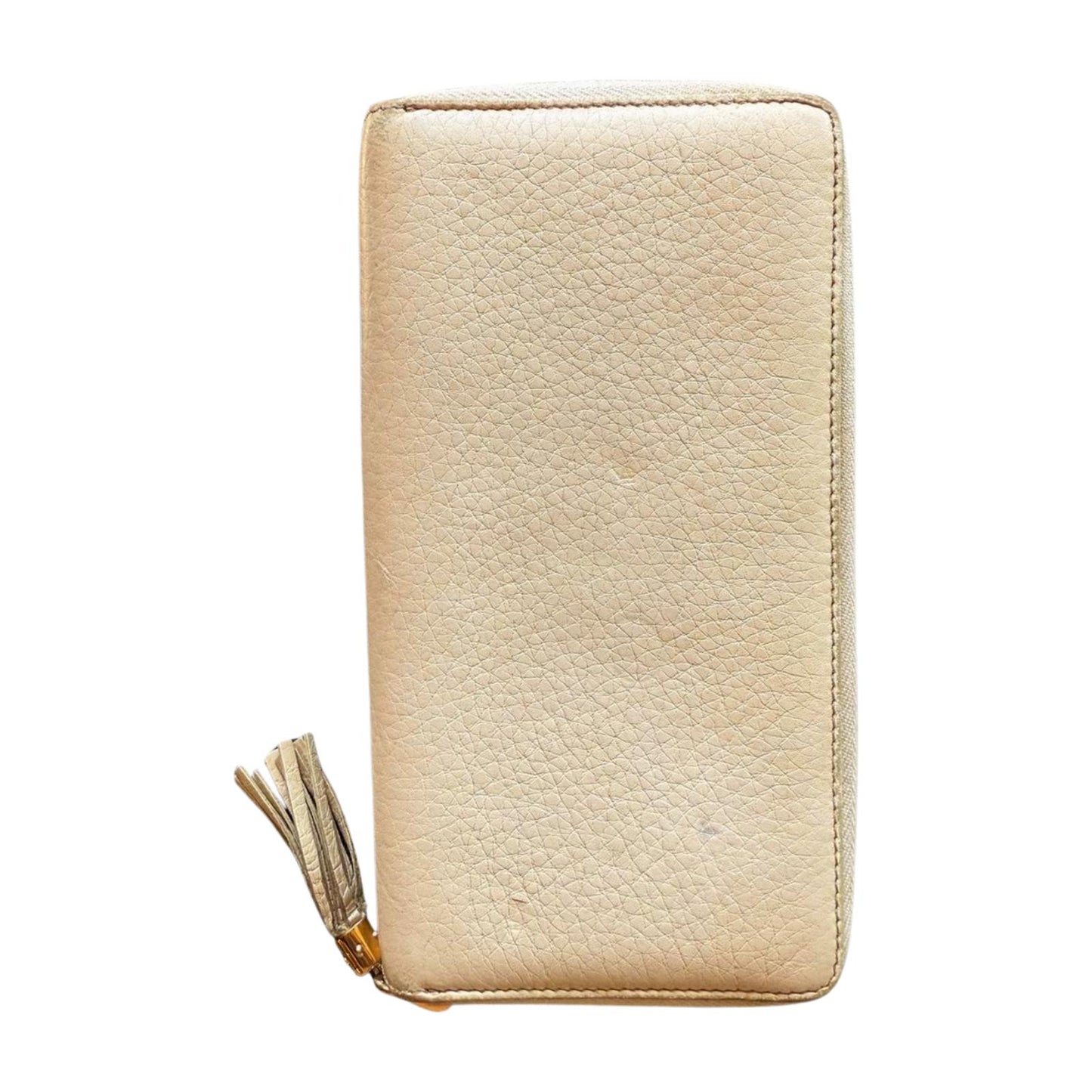 Gucci Ivory Pebbled Long Leather Zip-Around Soho Wallet