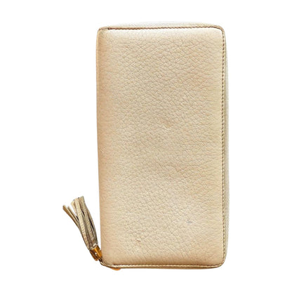 Gucci Ivory Pebbled Long Leather Zip-Around Soho Wallet