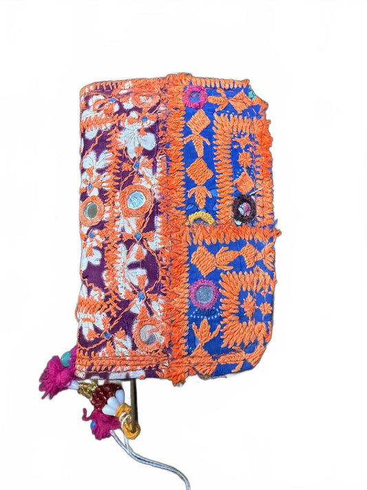 Handcrafted Afghan Embroidered Wallet with Tassel Accents