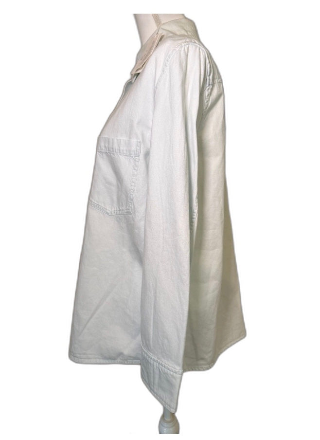 New Vince Cotton Twill Snap-Front Overshirt, Size Medium