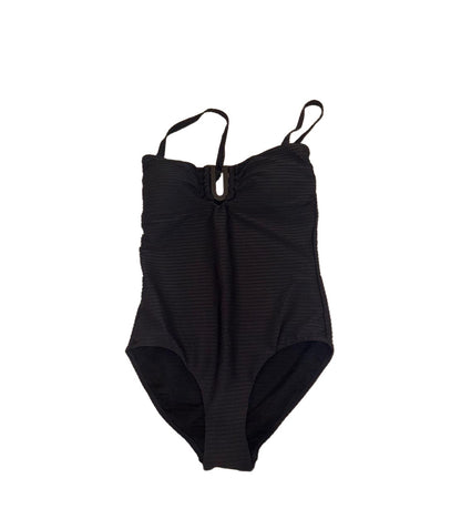 New Sea Level Swim One-Piece Swimsuit, Size US 8, Black Ribbed with U Bust Accent