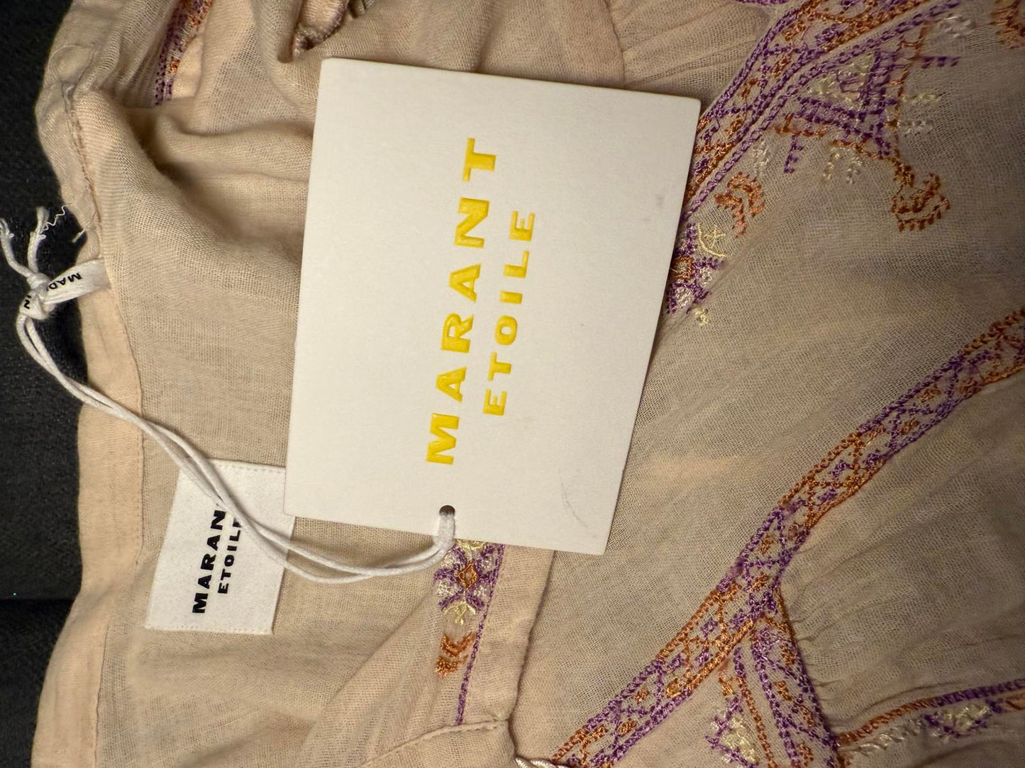 New Etoile Isabel Marant Embroidered Long Sleeve Tunic Top, Size 34