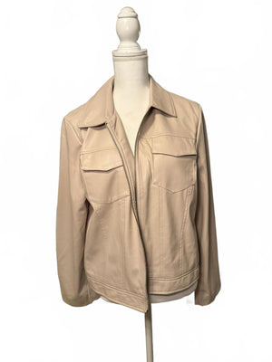 New Elie Tahari Zinc Vegan Leather Zip Up Jacket, size XL