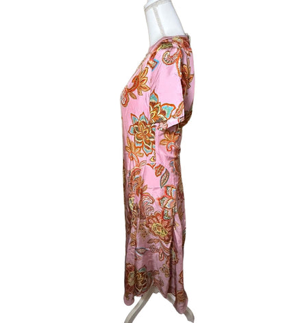 New Johnny Was Dress, Size XS Pink Multi Floral Handkerchief Silk, Cotton Slip