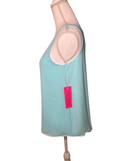 New Lilly Pulitzer Florin Tank Top, Women’s Small, Light Blue/White, Reversible V-Neck