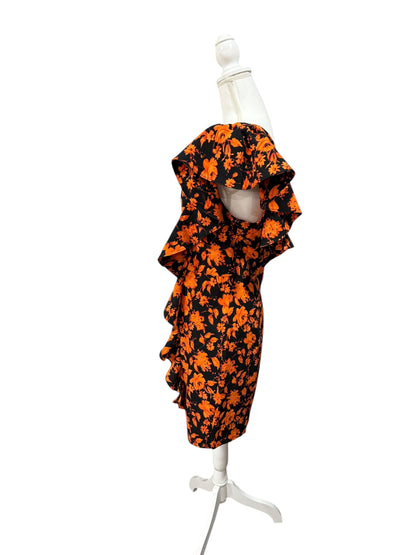 New Chelsea 28 One-Shoulder Ruffle Floral Dress, Size L