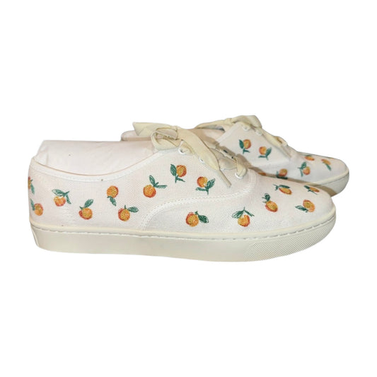 New Soludos Women’s Sneakers – Size 9.5, White Canvas with Orange Fruit Embroidery