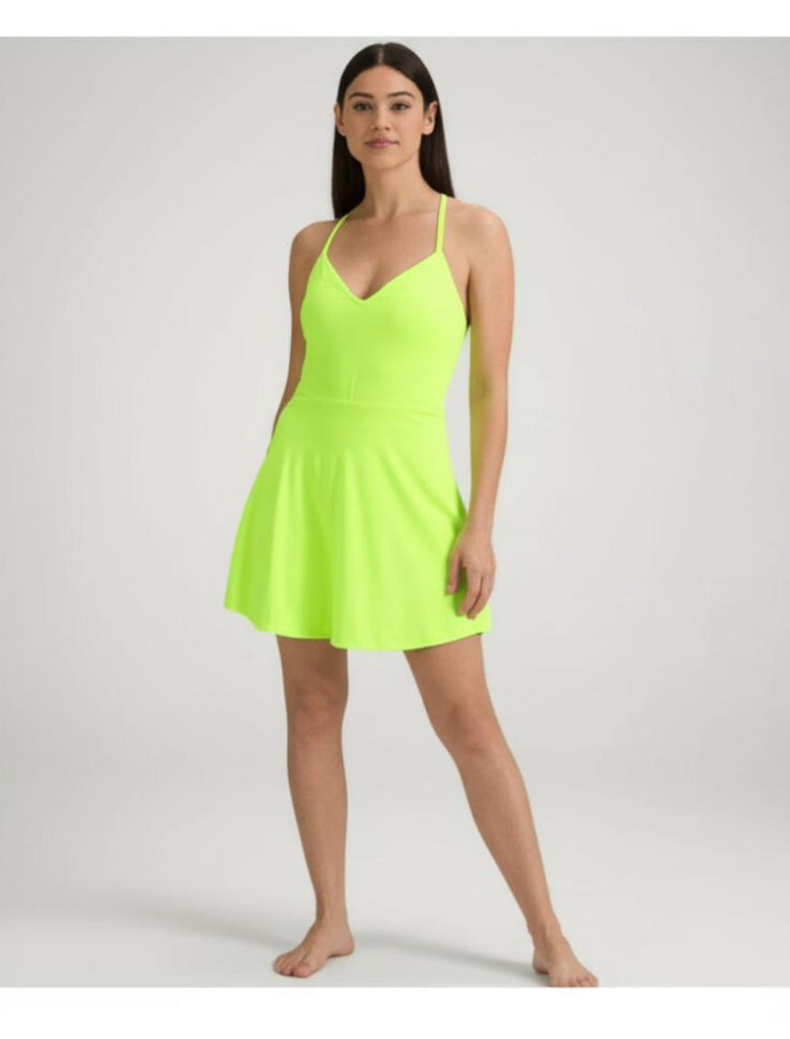 New Spiritual Gangster Jet Active Dress, Lime Green – Size S