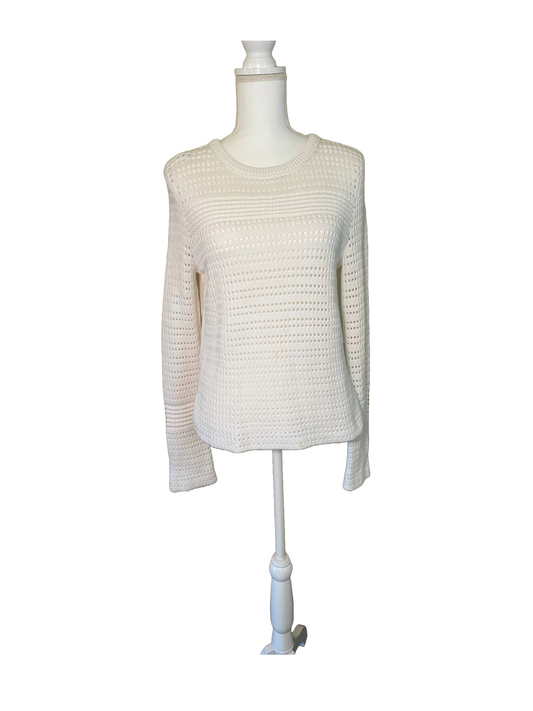 Tory Burch White Cotton Open Knit Sweater – Size Small